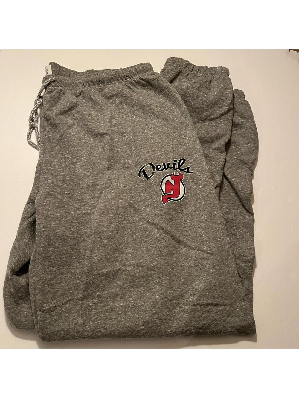 New Jersey Devils Sweatpants Mens Large Gray NHL Lounge Pants Cozy